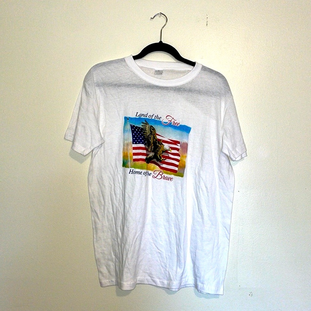 "Land of The Free, Home of The Brave" American Flag Eagle T-Shirt